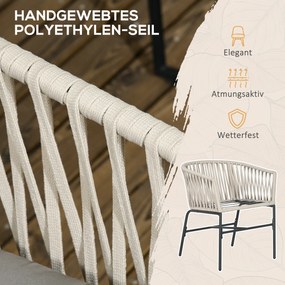 Outsunny Zestaw 2 Krzeseł Ogrodowych z Poduszkami Styl Boho Szare Metalowe Ramy Meble Ogrodowe Tarasowe 57x60x71cm | Aosom PL