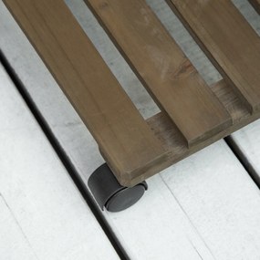 Outsunny zestaw 2 przenośnych stojaków na rośliny z litego drewna na kółkach z hamulcami idealne do domu i ogrodu Brązowy i Czarny | Aosom PL