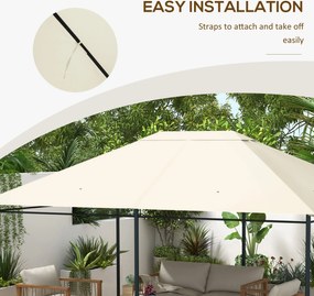 Outsunny Zastępczy Dach do Pawilonu 3 97x2 97m Ochrona UV Wodoodporność Kremowy Pokrowiec | Aosom PL