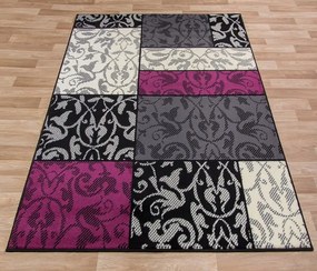 Dywan nowoczesny Luna Elements  Patchwork Czarno-Fioletowy  140 cm x 200 cm