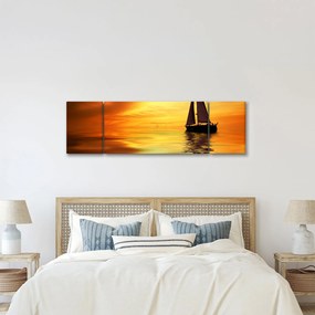Obraz - Żaglówka o zachodzie słońca (170x50 cm)