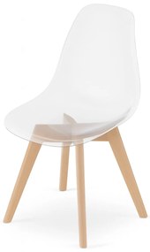 Transparentne krzeslo KITO z bukowymi nogami
