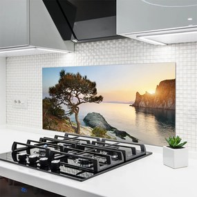 Panel Szklany Pejzaż z Drzewem nad Wodą