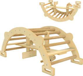 AIYAPLAY Montessori drabinka wspinaczkowa do domu, 2 w 1 łuk z drewna, dla dzieci 2-4 lata, 110x52x45 cm, drewno naturalne