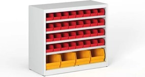 Regał z plastikowymi pojemnikami BASIC - 800 x 400 x 920 mm, 32x A, 4x C