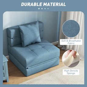 HOMCOM Fotel-łóżko, fotel relaksacyjny, łóżko dla gości, zdejmowany pokrowiec, 70 cm x 70 cm x 61 cm, ciemnoniebieski | Aosom PL