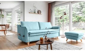 Jasnoniebieska rozkładana sofa 225 cm Charming Charlie – Miuform