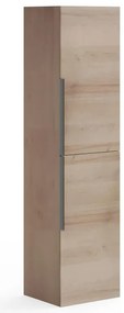 Wisząca szafka łazienkowa z umywalką do zabudowy i kolumną - Jasny naturalny - H140 cm - NISAYA