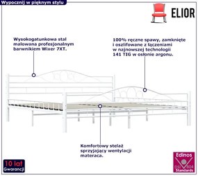 Białe metalowe łózko loftowe 200x200 cm - Frelox