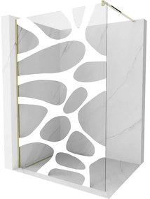 Mexen Kioto ścianka prysznicowa Walk-in 140 x 200 cm, biały wzór 8 mm, złota - 800-140-101-50-97
