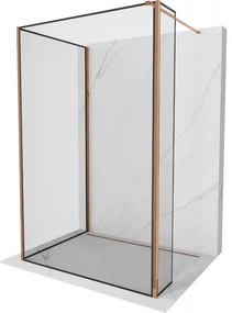 Mexen Kioto ścianka prysznicowa Walk-in 130 x 110 x 30 cm, czarny wzór, różowe złoto - 800-130-110-221-60-70-030