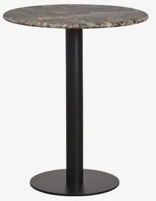 Okrągły Barowy Stół Z Naturalnego Kamienia Xiren Czarny & Ø70 Cm & Brązowy Marmur Emperador - Sklum