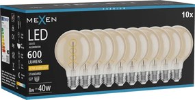 Mexen Vintis 10x żarówka filament spirala LED E27, G80, 8W, Ciepła - 2200K, 600 lm, amber - L165-E27-0822-50x10
