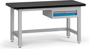 Stół warsztatowy G4 z szafką na narzędzia, blat MDF + PCV, 1 szuflada, 1500 x 750 x 800 mm, niebieski