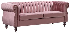 Kanapa 3-osobowa welurowa postarzały różówy TRUMBO