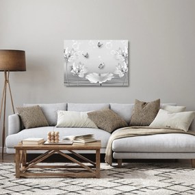 Obraz na szkle - Kwiatowy wzór z motylkami (70x50 cm)