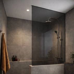 Ścianka prysznicowa Walk In MOLIS HALF Classic Grafit szkło grafitowe| Różne rozmiary : Kolor profili kabiny - złoty, Rozmiar - 80 x 180 cm