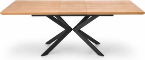 Prostokątny rozkładany stół Olivaro 160-200x90 cm - blat z okleiny naturalnej w kolorze dębu i metalowy czarny stelaż