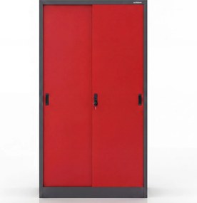 Przesuwna szafa biurowa Kuba, 90x40x185 cm, antracyt/czerwony