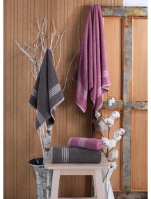 Różowo-antracytowe bawełniane ręczniki zestaw 4 szt. – Mila Home