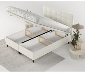 Kremowe tapicerowane łóżko dwuosobowe ze schowkiem 180x200 cm Senses – Maison de Rêve