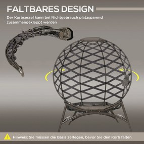 Outsunny Zestaw 2 Krzeseł Ogrodowych Składany Koszyk na Siedzisko 2-w-1 Puf Design | Aosom PL