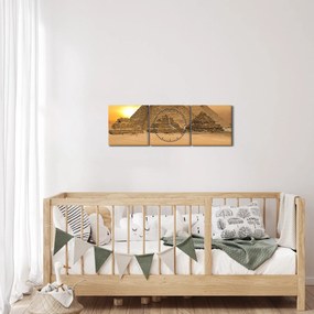 Obraz - Piramidy (z zegarem) (90x30 cm)