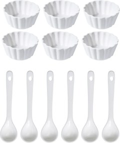 EH Zestaw miseczek do serwowania z łyżeczkami Fala okrągły, 12 szt.