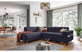 Antracytowy rozkładany/ze schowkiem narożnik (lewostronny/w kształcie litery L) Classy Sophie – Miuform
