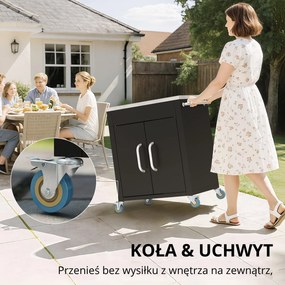 Homcom Wózek do grillowania - wózek na grill, mały wózek na grill, duży wózek na grill, wózek na grill dla ogrodu, Stal Szlachetna Czarny | Aosom PL