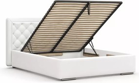 Łóżko ze stelażem Usilia 160x200 - dwuosobowe łoże tapicerowane w stylu chesterfield z pikowanym zagłówkiem w tkaninie do wyboru