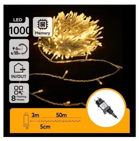 Aigostar - Zewnętrzny świąteczny łańcuch świetlny LED 1000 diod/6W/230V 50 m IP44 ciepła biel