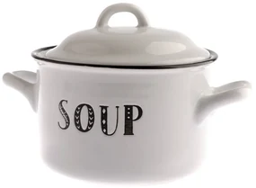 Biały ceramiczny garnek z pokrywką Dakls Soup, 920 ml