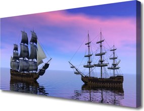 Obraz canvas na ścianę Kolorowe Łodzie na Falach