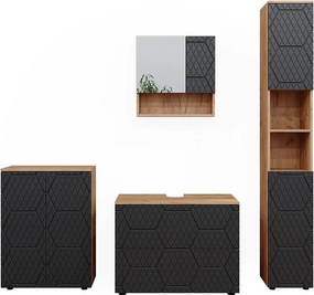 Zestaw mebli łazienkowych antracyt o strukturze plastra miodu 80x41x58 irma