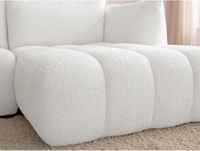 Biały narożnik z materiału bouclé (prawostronny/z szezlongiem) Azra – Bobochic Paris