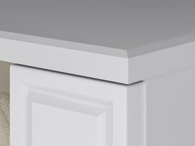Niższa witryna z oświetleniem LED Goldin 03, biały połysk / złoty
