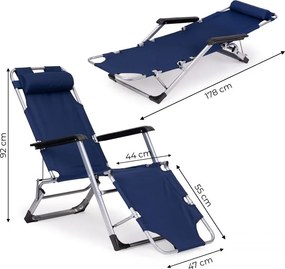 Składany leżak ogrodowy z regulacją Santora 010, niebieski