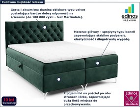 Ciemnozielone łóżko kontynentalne z pojemnikiem 5 rozmiarów R2-C89