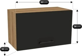 Zestaw Mebli Kuchennych MODERN 200 cm Dąb Evoke/Czarny Loftowy