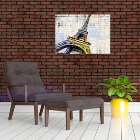 Obraz na szkle - Cyfrowa grafika wieży Eiffla (70x50 cm)