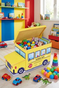 Żółta składana pufa ze schowkiem autobus K0-B54