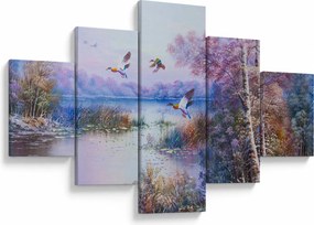 Obraz - Idzie jesień, obraz olejny (125x70 cm)