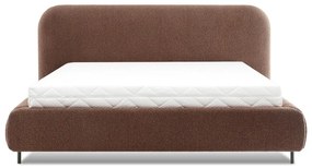 Tapicerowane łóżko dwuosobowe ze schowkiem ze stelażem 160x200 cm w kolorze terakoty Pointt – ELTAP