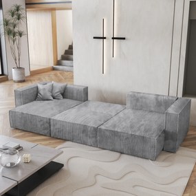 Masseno Narożnik SARMO z funkcją spania i pojemnikiem na pościel Narozniki U, Rozkładana sofa - Jasnoszary, POSO 55
