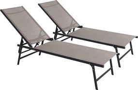 Komplet 2 metalowych leżaków "Sublima" - 180 x 54 x 104 cm - Taupe