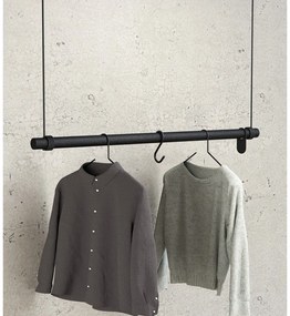 Czarny wieszak ścienny z litego drewna dębowego 110 cm Swing L – LIND DNA