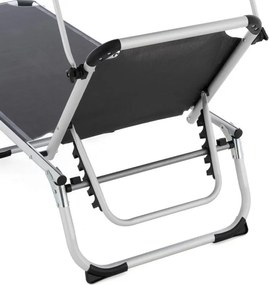 Leżak ogrodowy, składany z daszkem, antracyt 187 cm