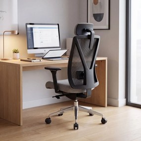 Fotel biurowy ergonomiczny szary z siatką VECTOR