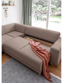 Brązowy rozkładany/ze schowkiem narożnik (lewostronny/w kształcie litery L) Classy Sophie – Miuform